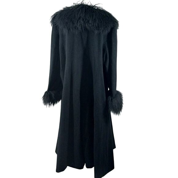 ASHLEY STEWART! STUNNING BLACK FULL LENGTH ALPACA TRIMMED DRESS COAT! SZ 1X - Picture 8 of 12